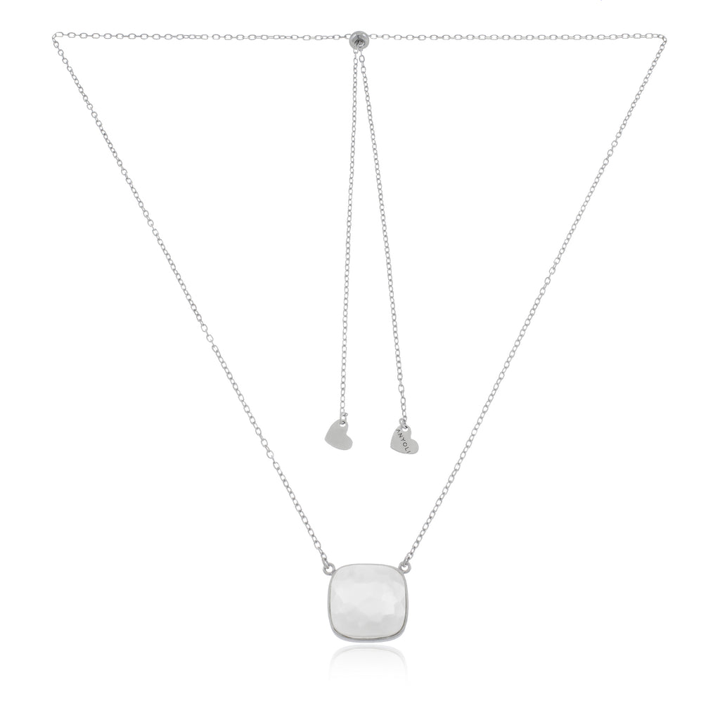 Long chain with cross pendant, 925 silver, Onyx stone