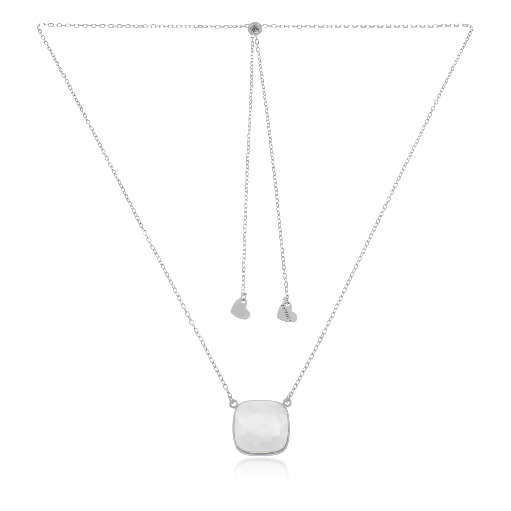 Long chain with cross pendant, 925 silver, Onyx stone