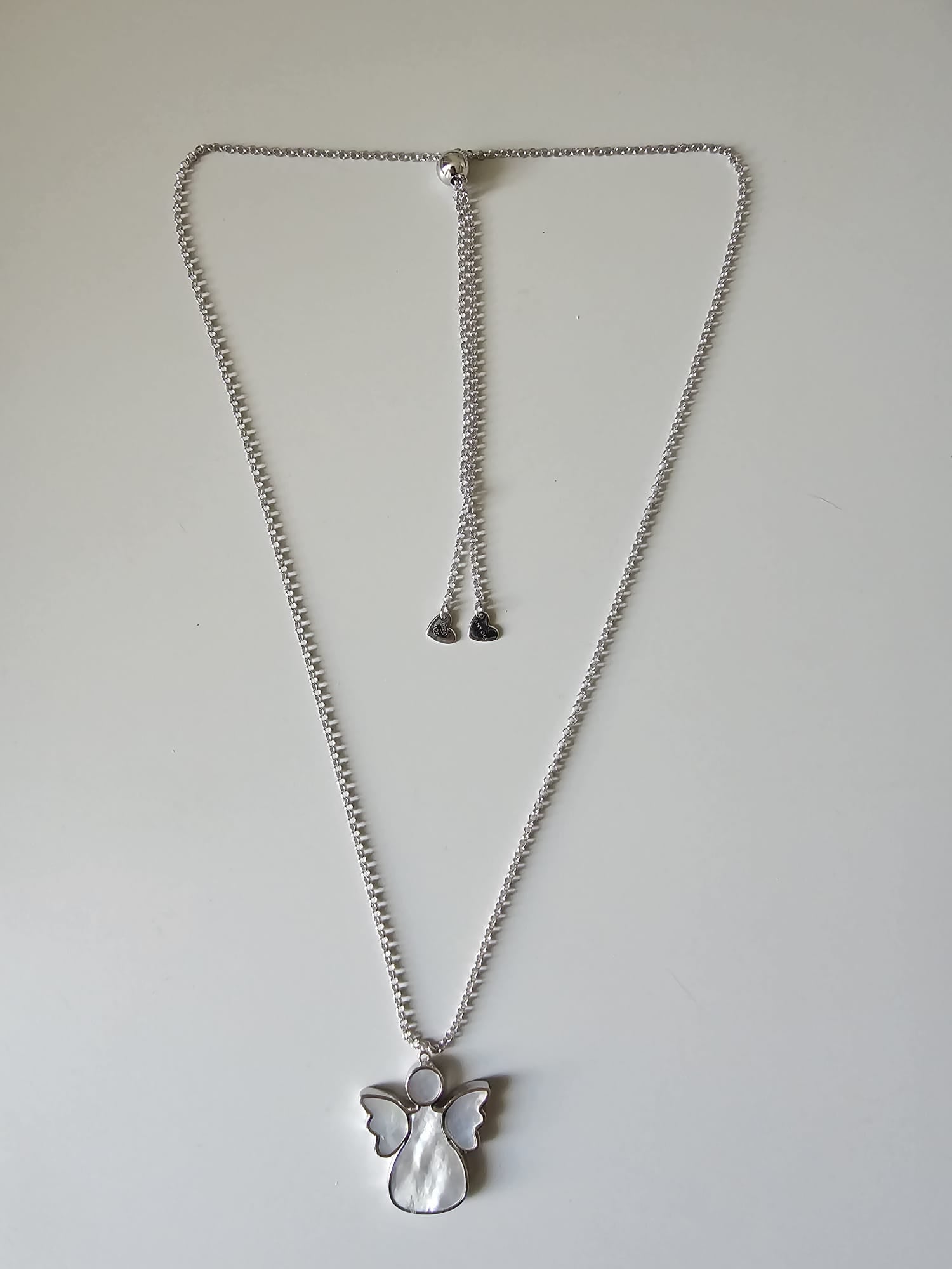 Long chain with cross pendant, 925 silver, Onyx stone