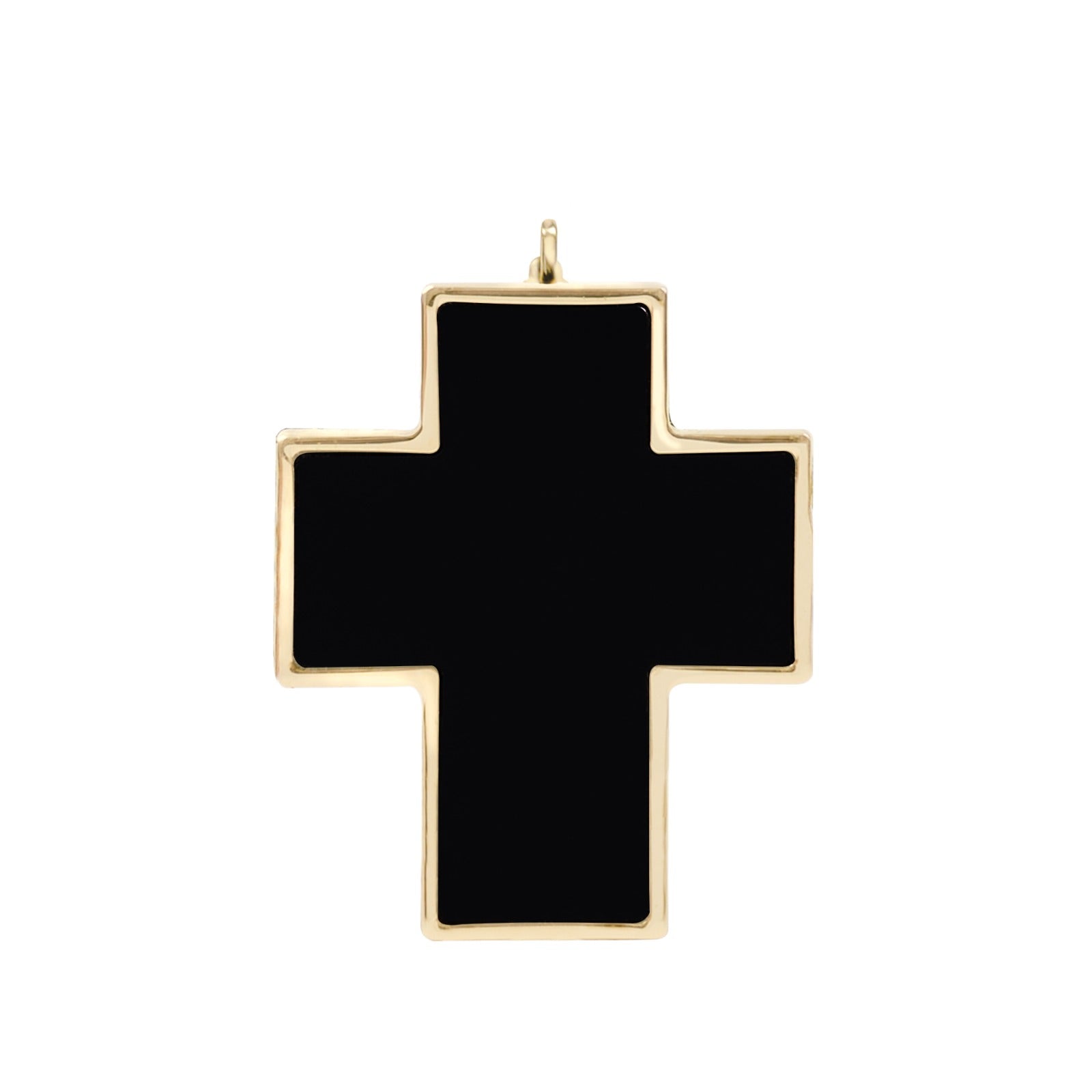 Cross pendant, 14K yellow gold, Onyx stone
