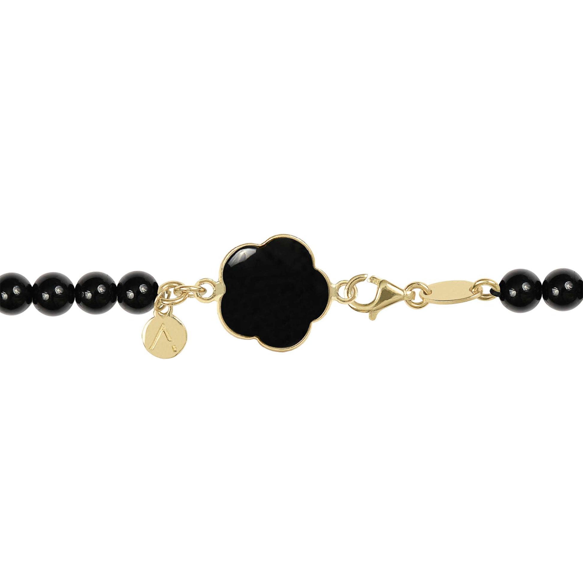 Short eco pearl necklace, cross pendant, 9K yellow gold, Madre Perla stone