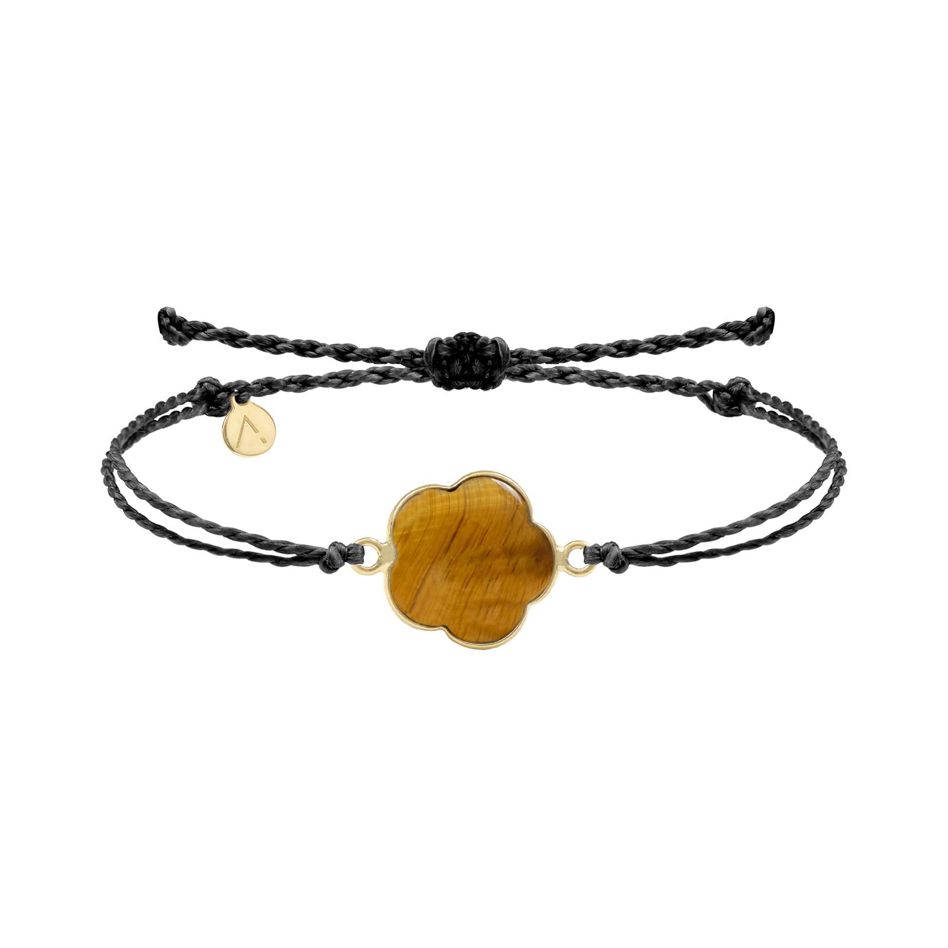 Adjustable bracelet with circle pendant, 316L medical stainless steel, Madre Perla stone