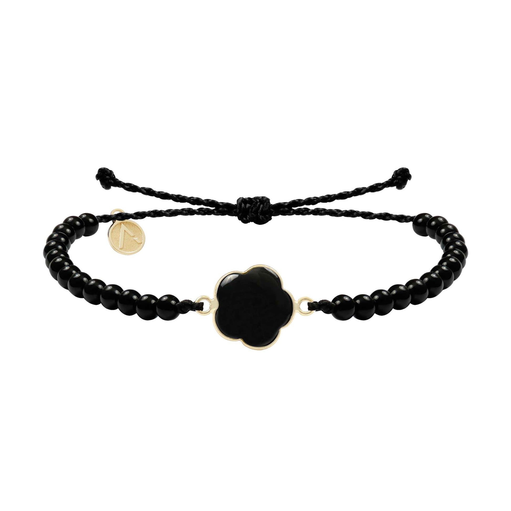 Adjustable bracelet with circle pendant, 316L medical stainless steel, Madre Perla stone