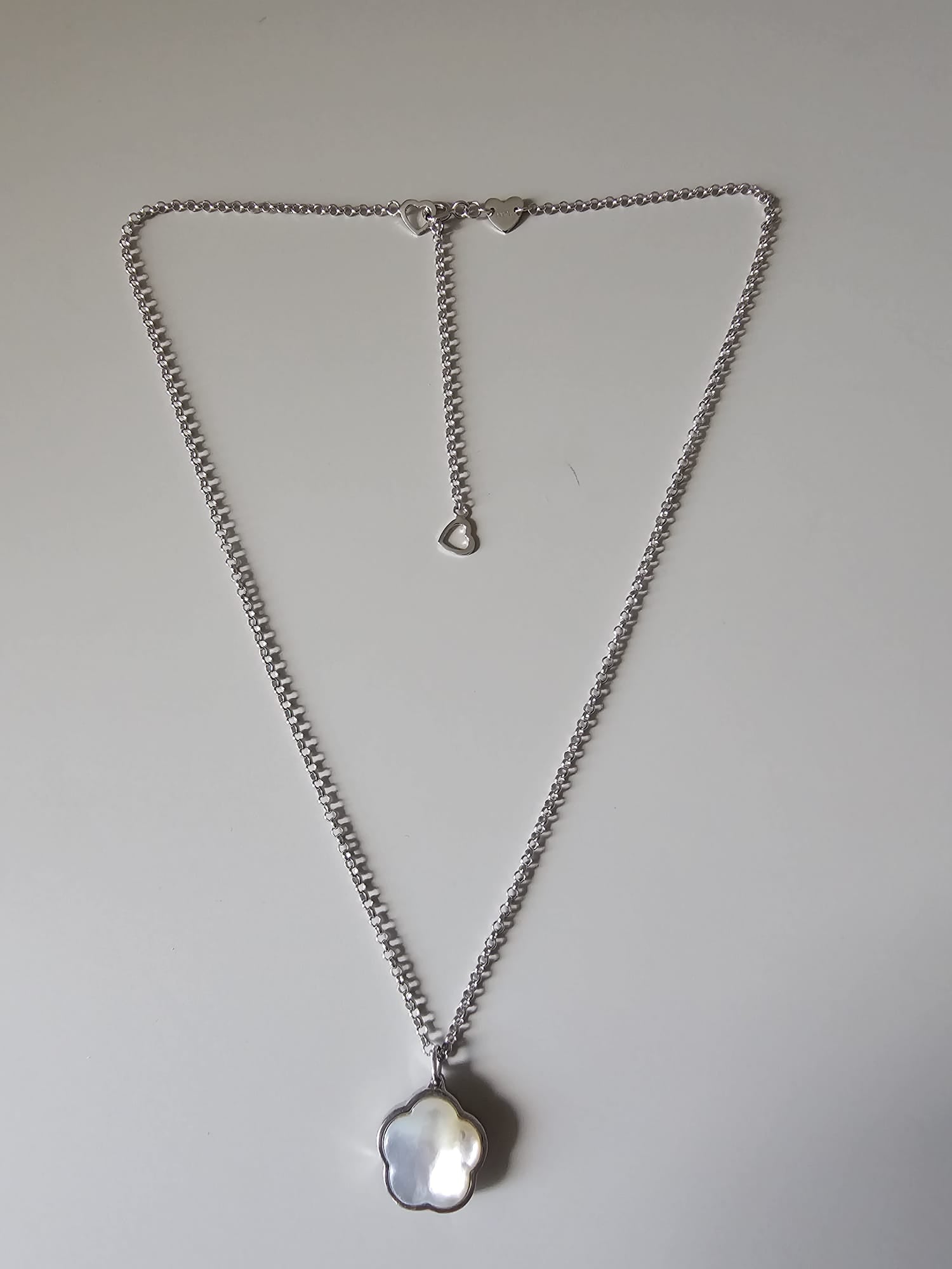 Long chain with cross pendant, 925 silver, Onyx stone
