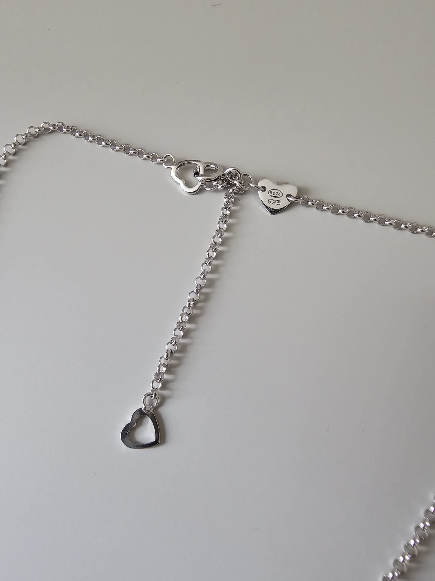 Long chain with cross pendant, 925 silver, Onyx stone