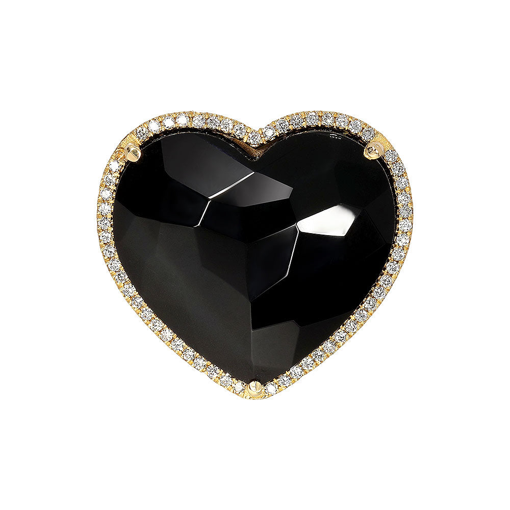 Adjustable heart-shaped ring, 925 silver, Madre Perla and Zircon stones