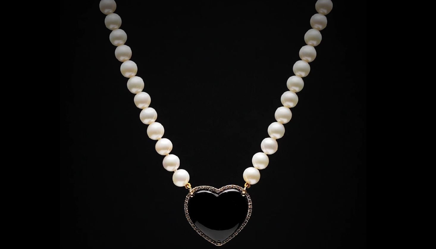 Short eco pearl necklace, cross pendant, 9K yellow gold, Madre Perla stone