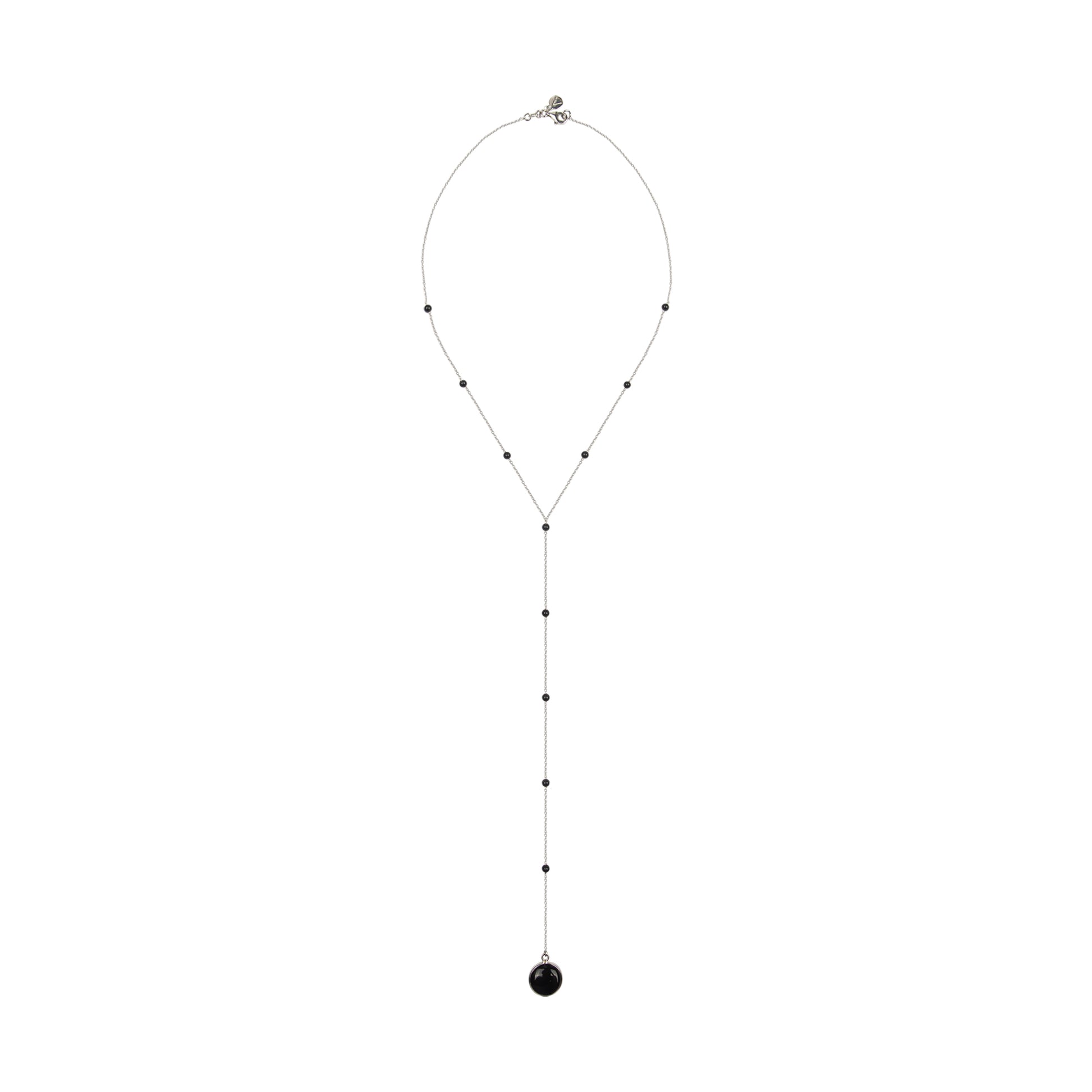 Long chain with pendant, 9k white gold, Onyx stone 