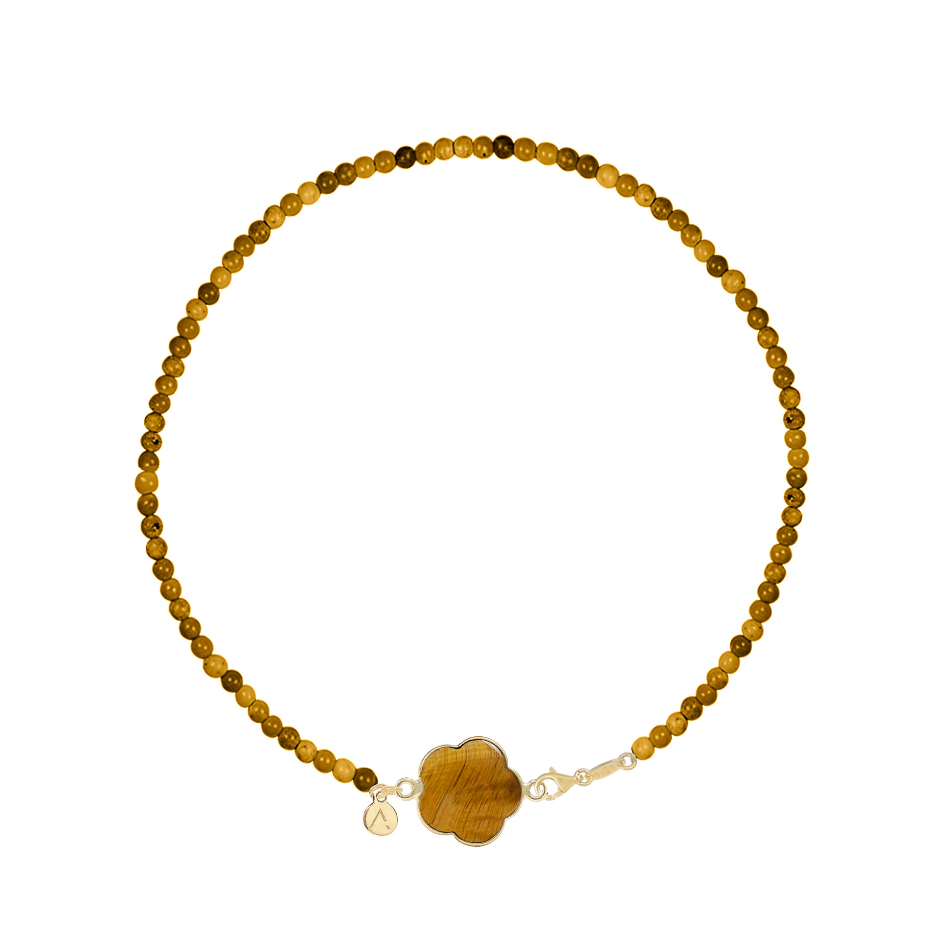 Short eco pearl necklace, cross pendant, 9K yellow gold, Madre Perla stone