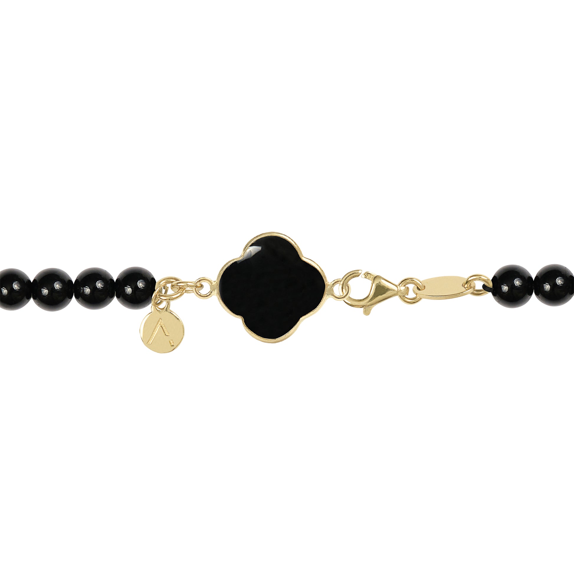 Short eco pearl necklace, cross pendant, 9K yellow gold, Madre Perla stone