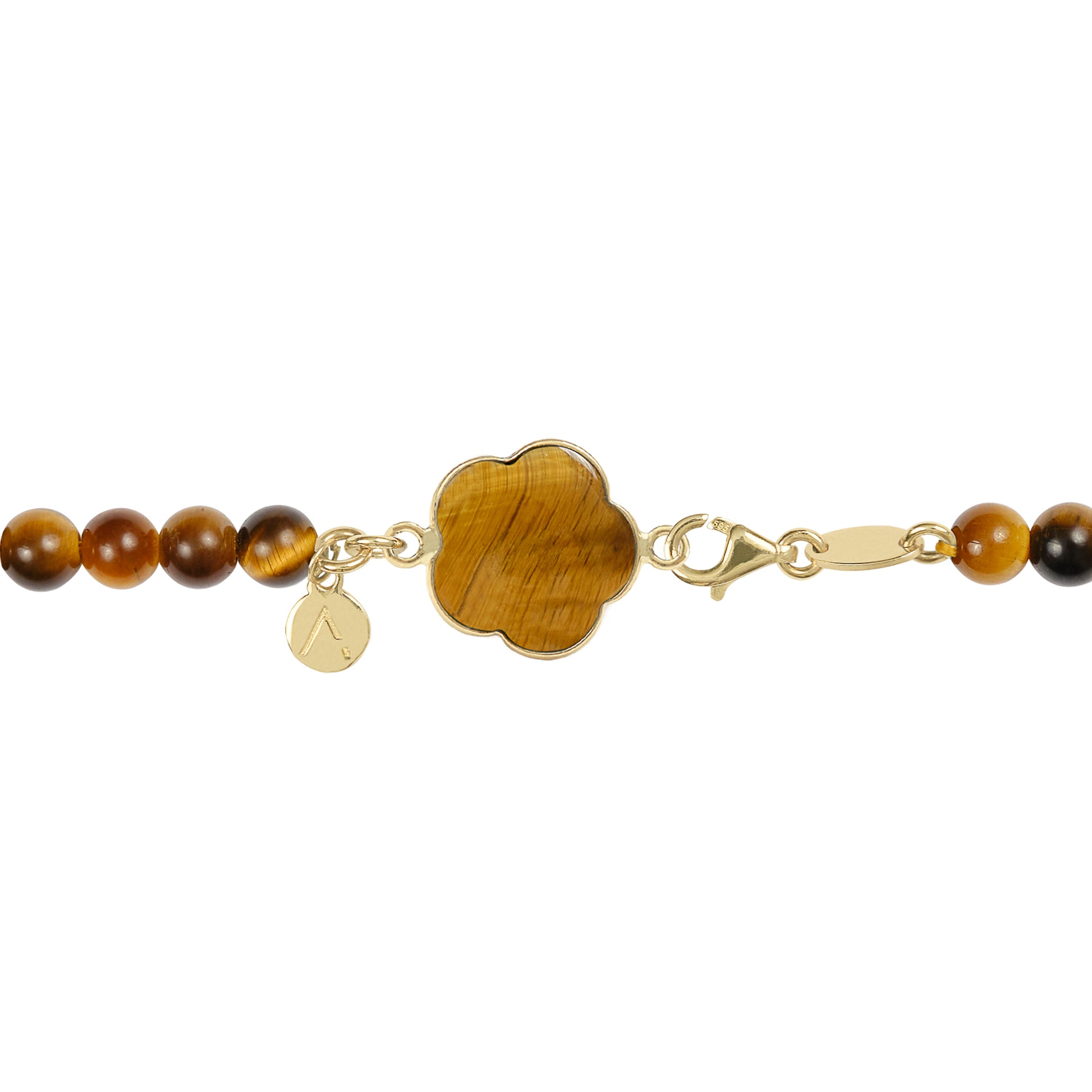 Short eco pearl necklace, cross pendant, 9K yellow gold, Madre Perla stone