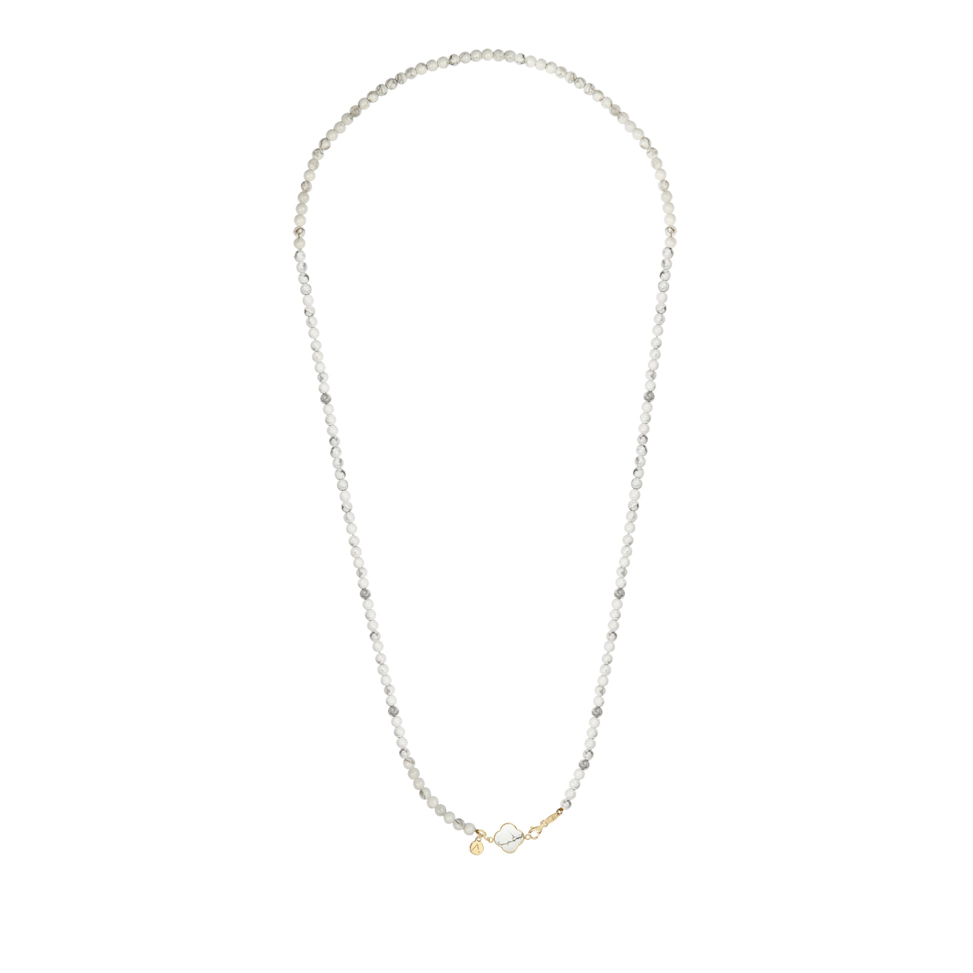 Short eco pearl necklace, cross pendant, 9K yellow gold, Madre Perla stone