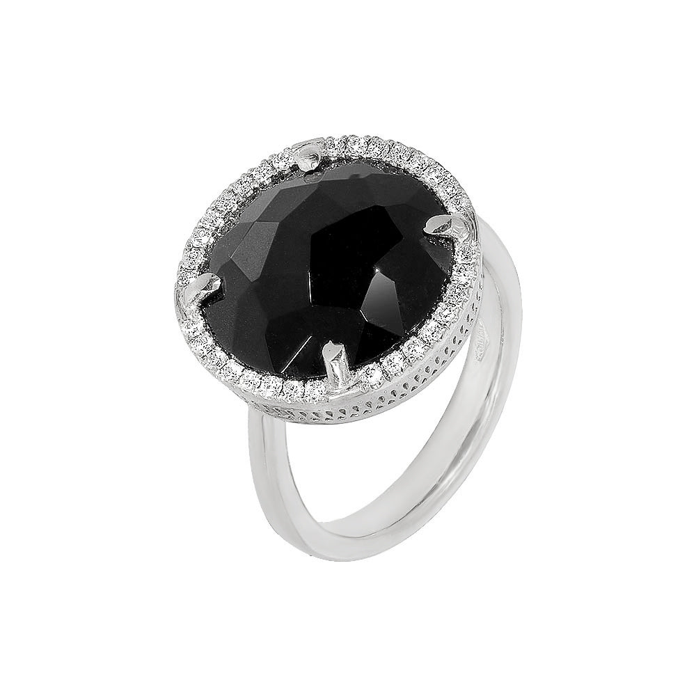 Adjustable heart-shaped ring, 925 silver, Madre Perla and Zircon stones