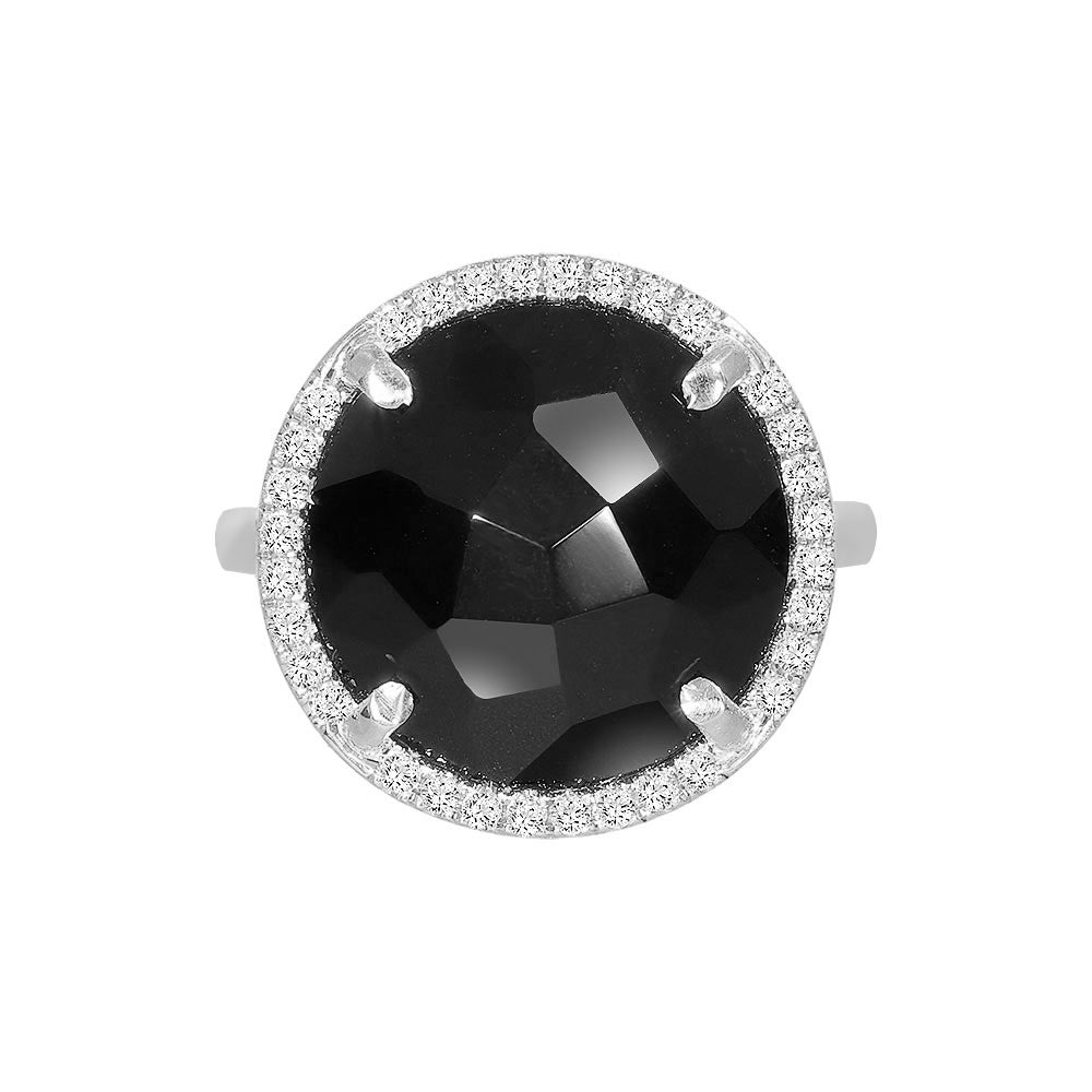 Adjustable heart-shaped ring, 925 silver, Madre Perla and Zircon stones