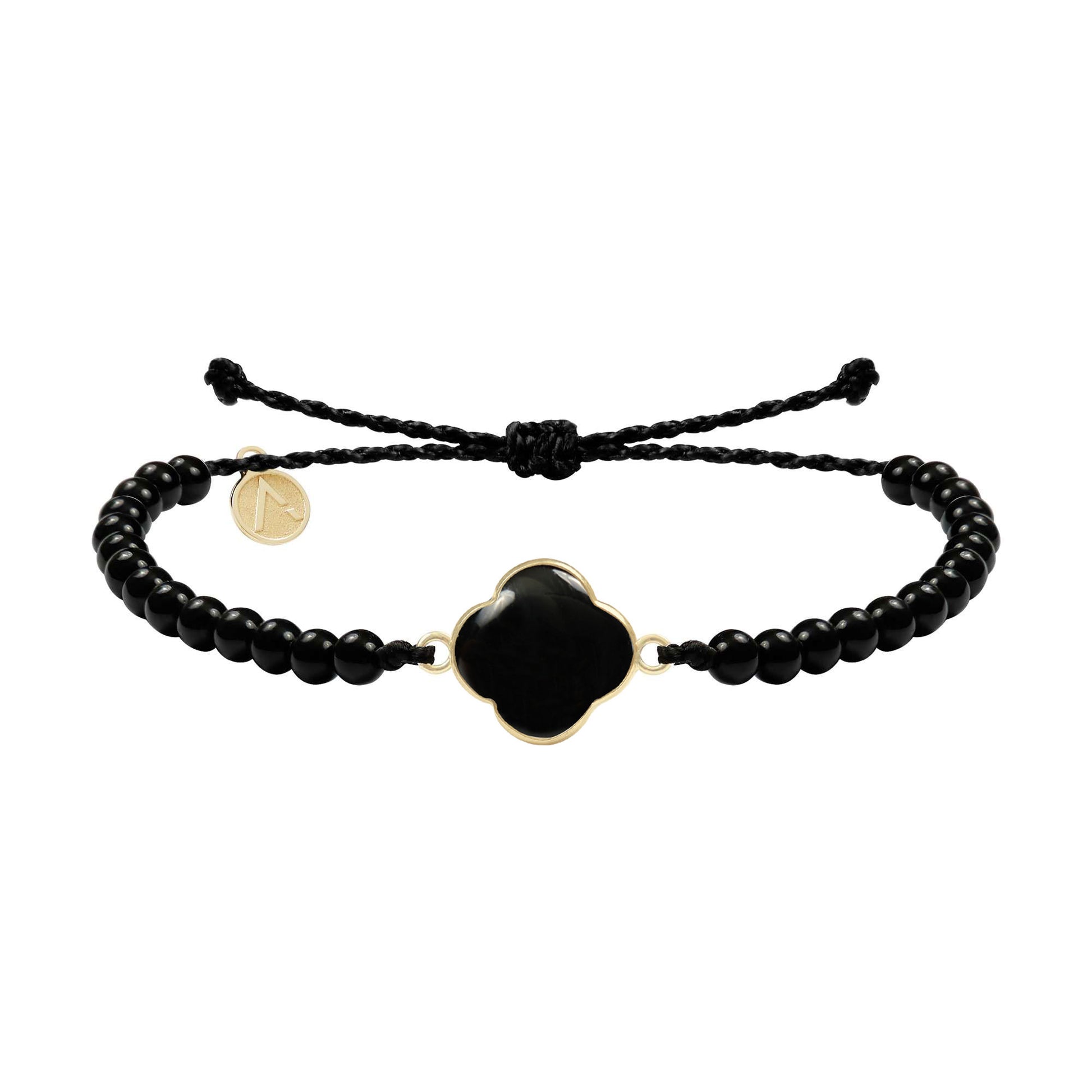 Adjustable bracelet with circle pendant, 316L medical stainless steel, Madre Perla stone