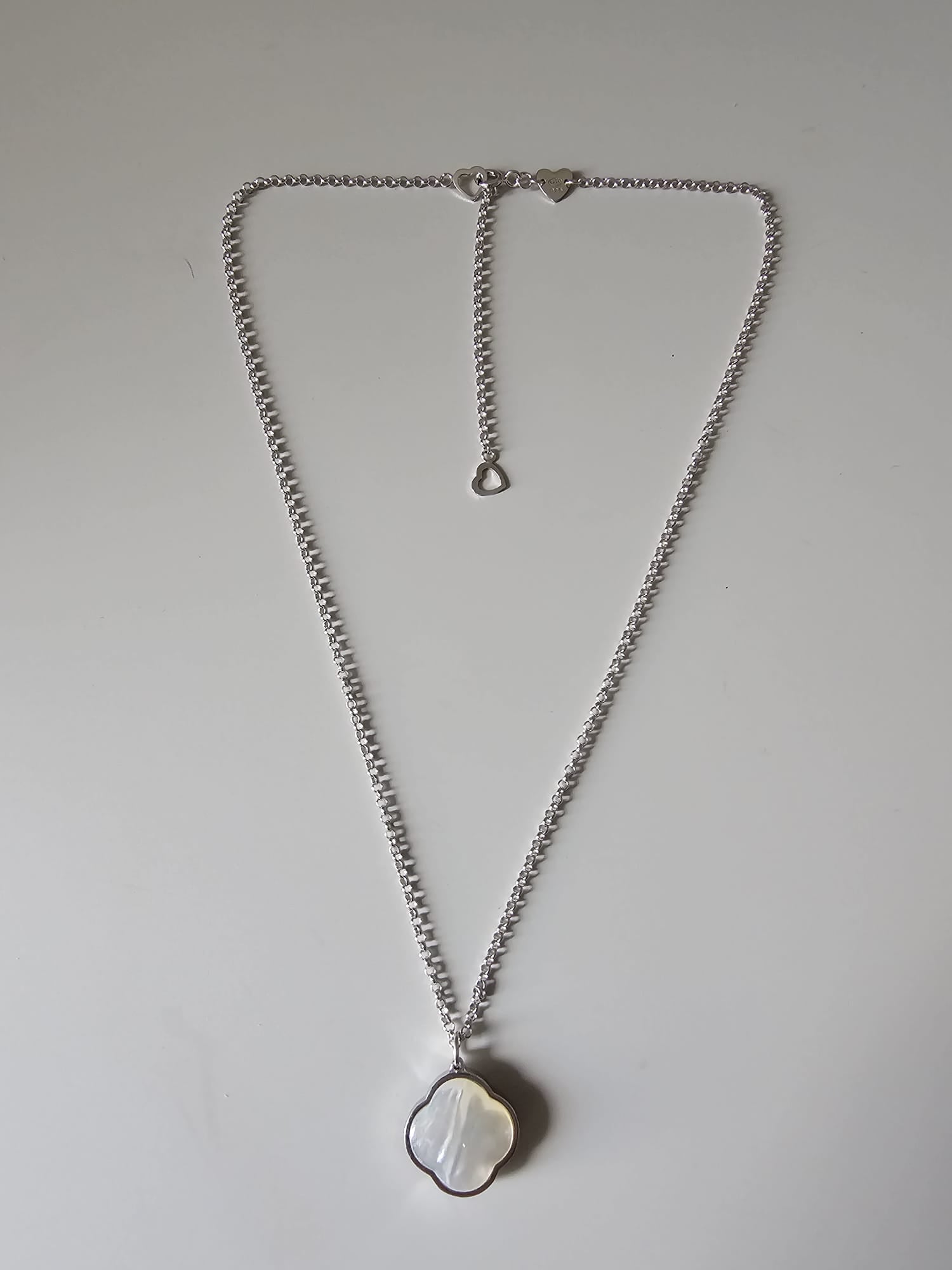 Long chain with cross pendant, 925 silver, Onyx stone
