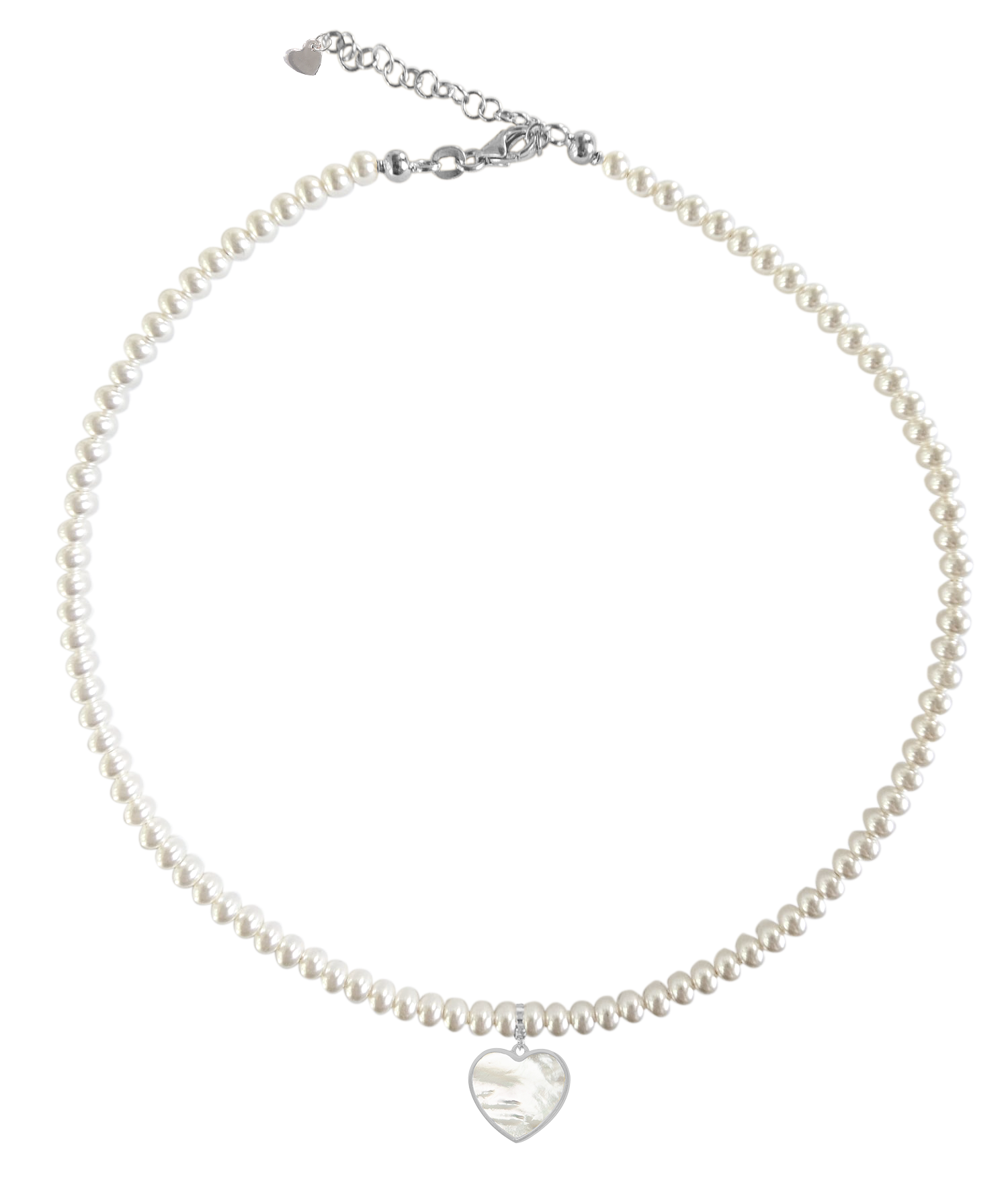 Short eco pearl necklace, cross pendant, 9K yellow gold, Madre Perla stone