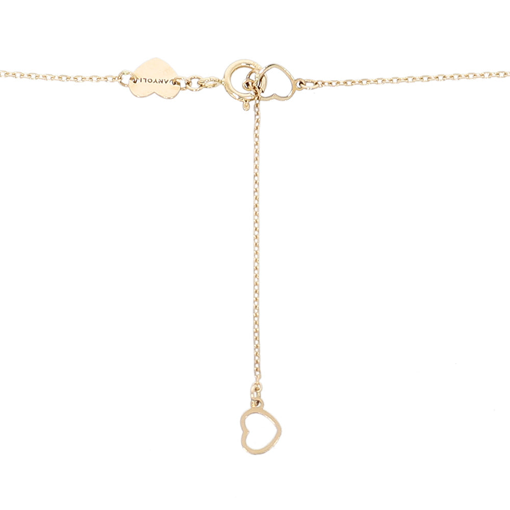 Necklace with faceted heart pendant, 14K yellow gold, Madre Perla stone