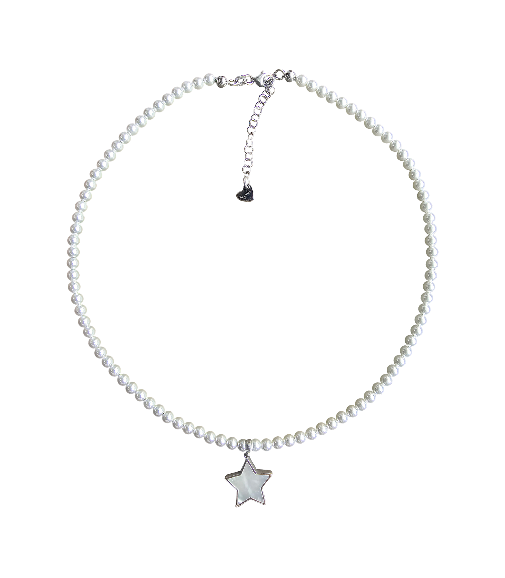 Short eco pearl necklace, cross pendant, 9K yellow gold, Madre Perla stone