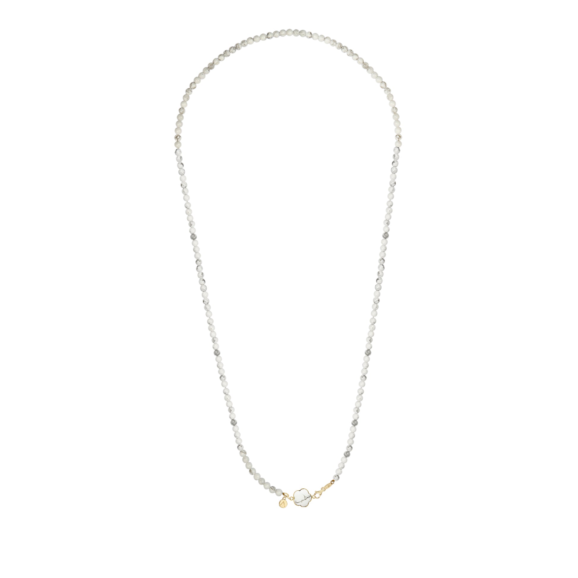 Short eco pearl necklace, cross pendant, 9K yellow gold, Madre Perla stone