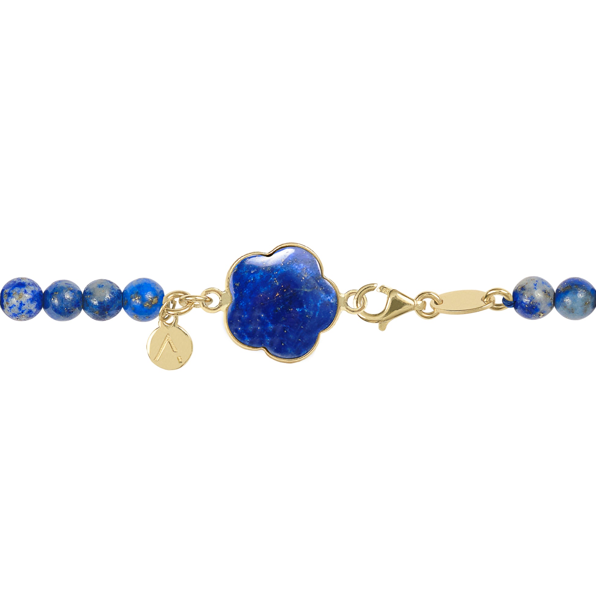 Short eco pearl necklace, cross pendant, 9K yellow gold, Madre Perla stone