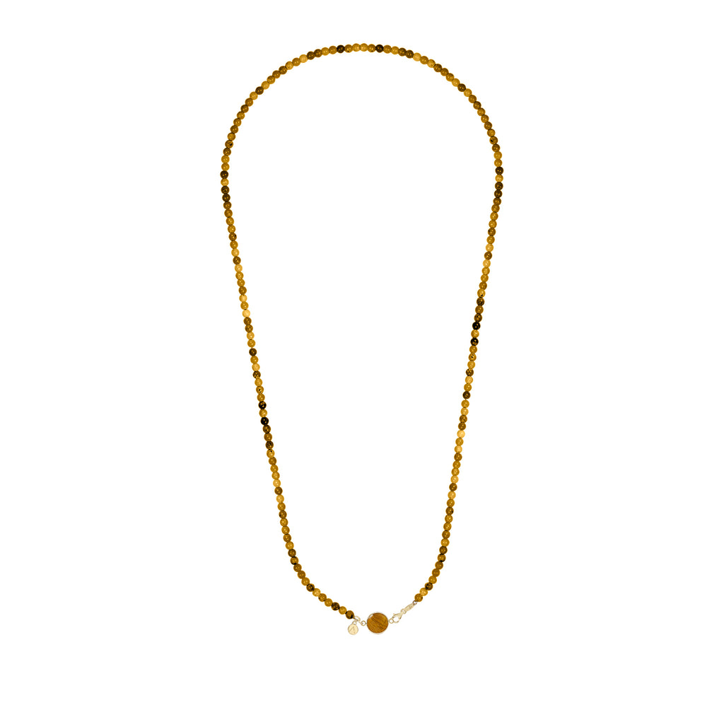 Short eco pearl necklace, cross pendant, 9K yellow gold, Madre Perla stone