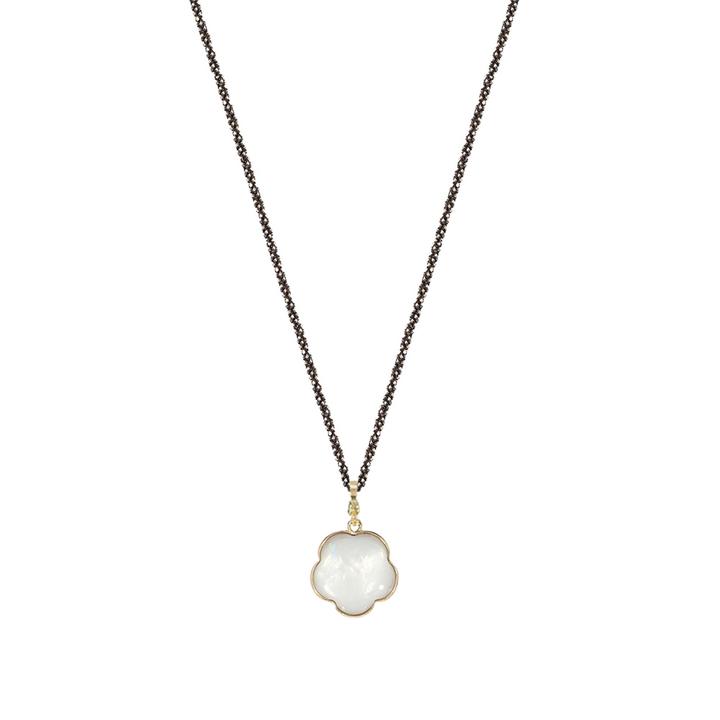 Long chain with cross pendant, 925 silver, Onyx stone