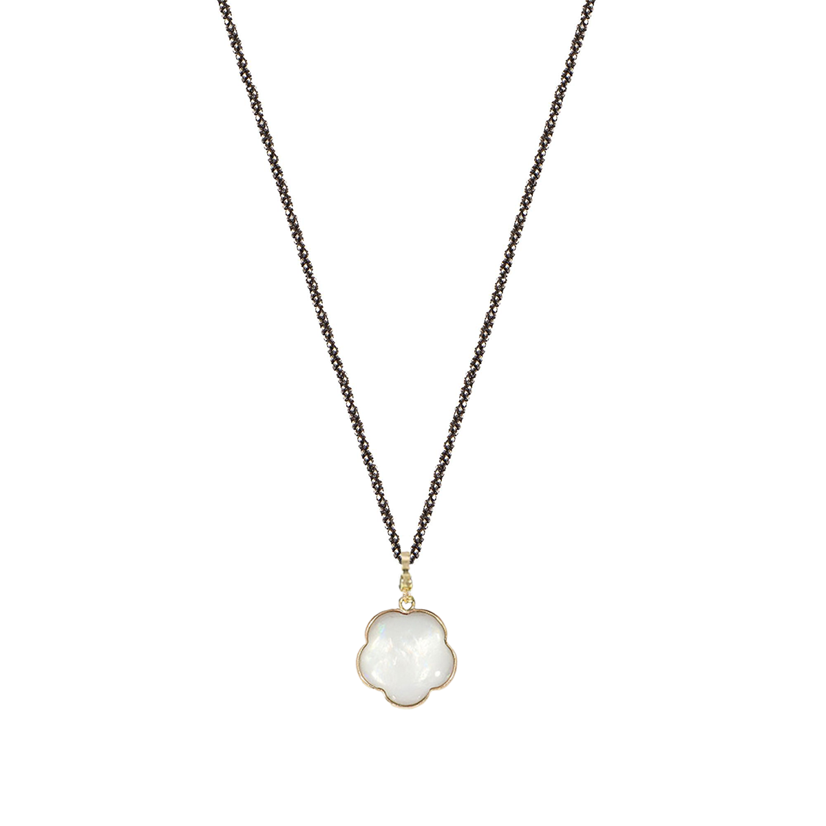 Long chain with cross pendant, 925 silver, Onyx stone