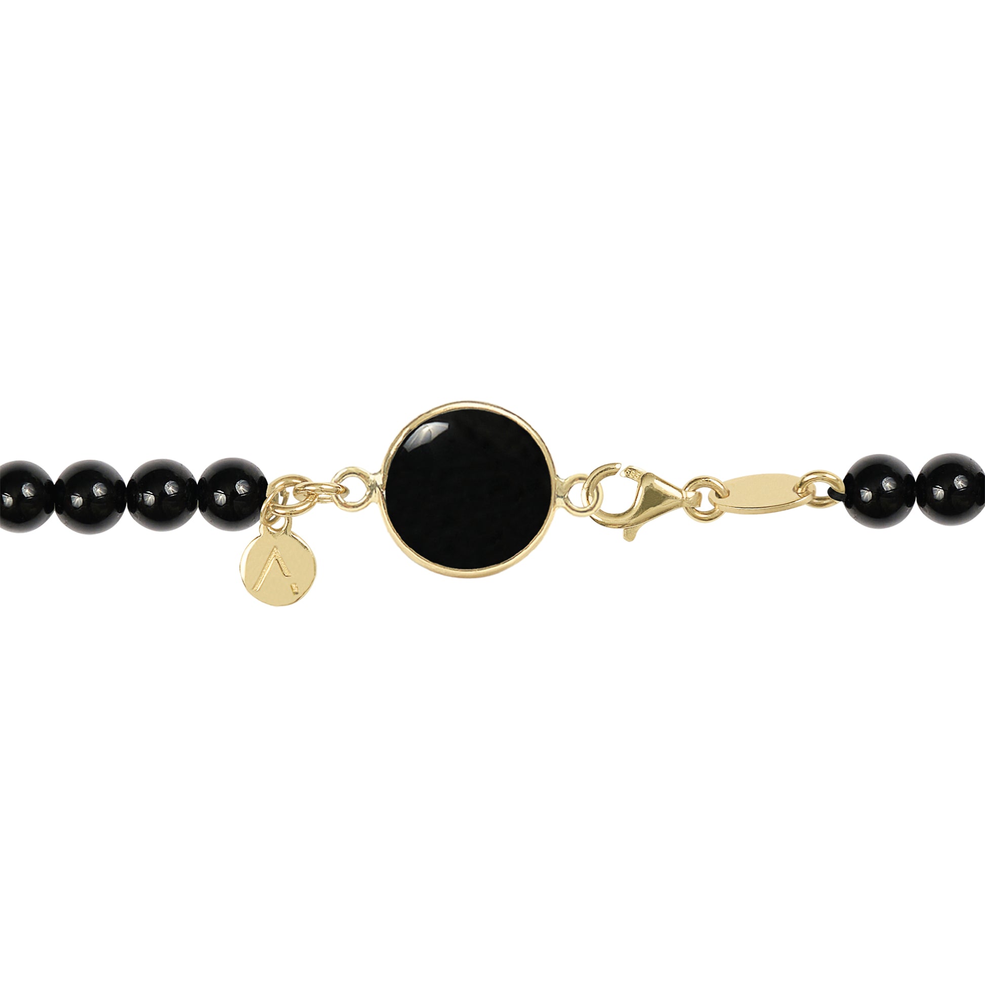 Short eco pearl necklace, cross pendant, 9K yellow gold, Madre Perla stone
