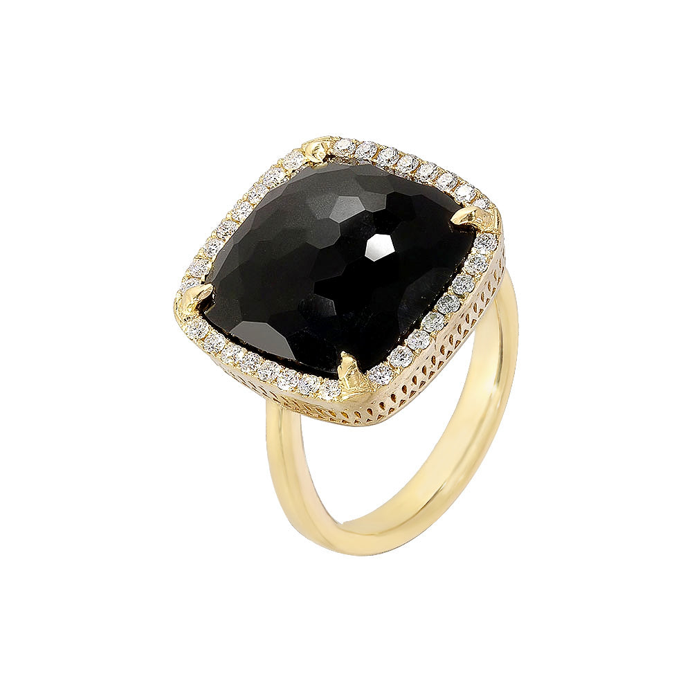 Adjustable heart-shaped ring, 925 silver, Madre Perla and Zircon stones