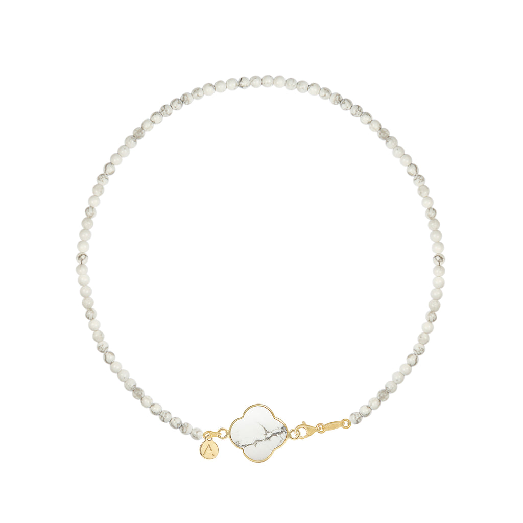Short eco pearl necklace, cross pendant, 9K yellow gold, Madre Perla stone
