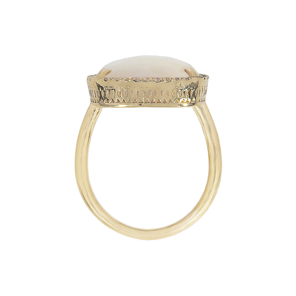 Adjustable heart-shaped ring, 925 silver, Madre Perla and Zircon stones