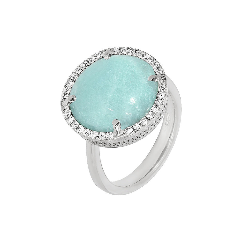 Adjustable heart-shaped ring, 925 silver, Madre Perla and Zircon stones