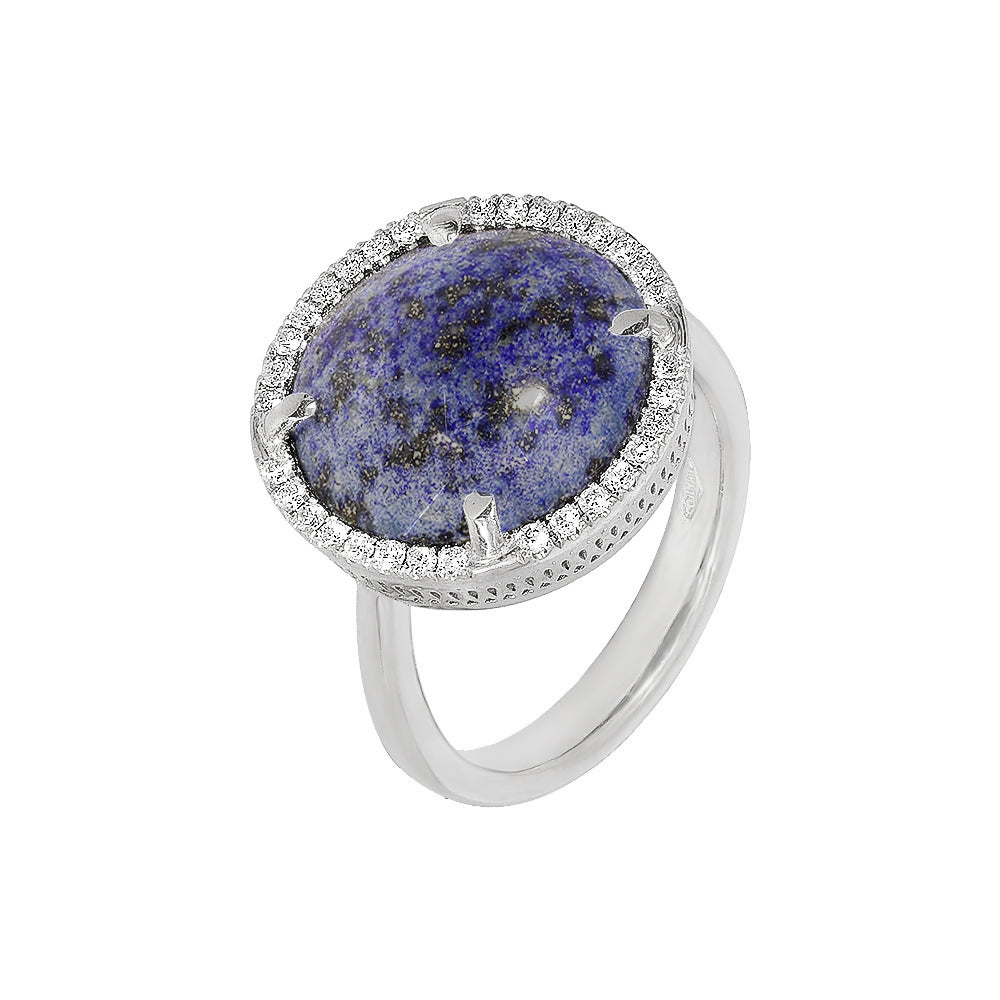 Adjustable heart-shaped ring, 925 silver, Madre Perla and Zircon stones