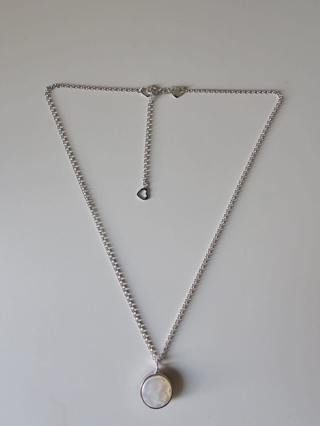 Long chain with cross pendant, 925 silver, Onyx stone