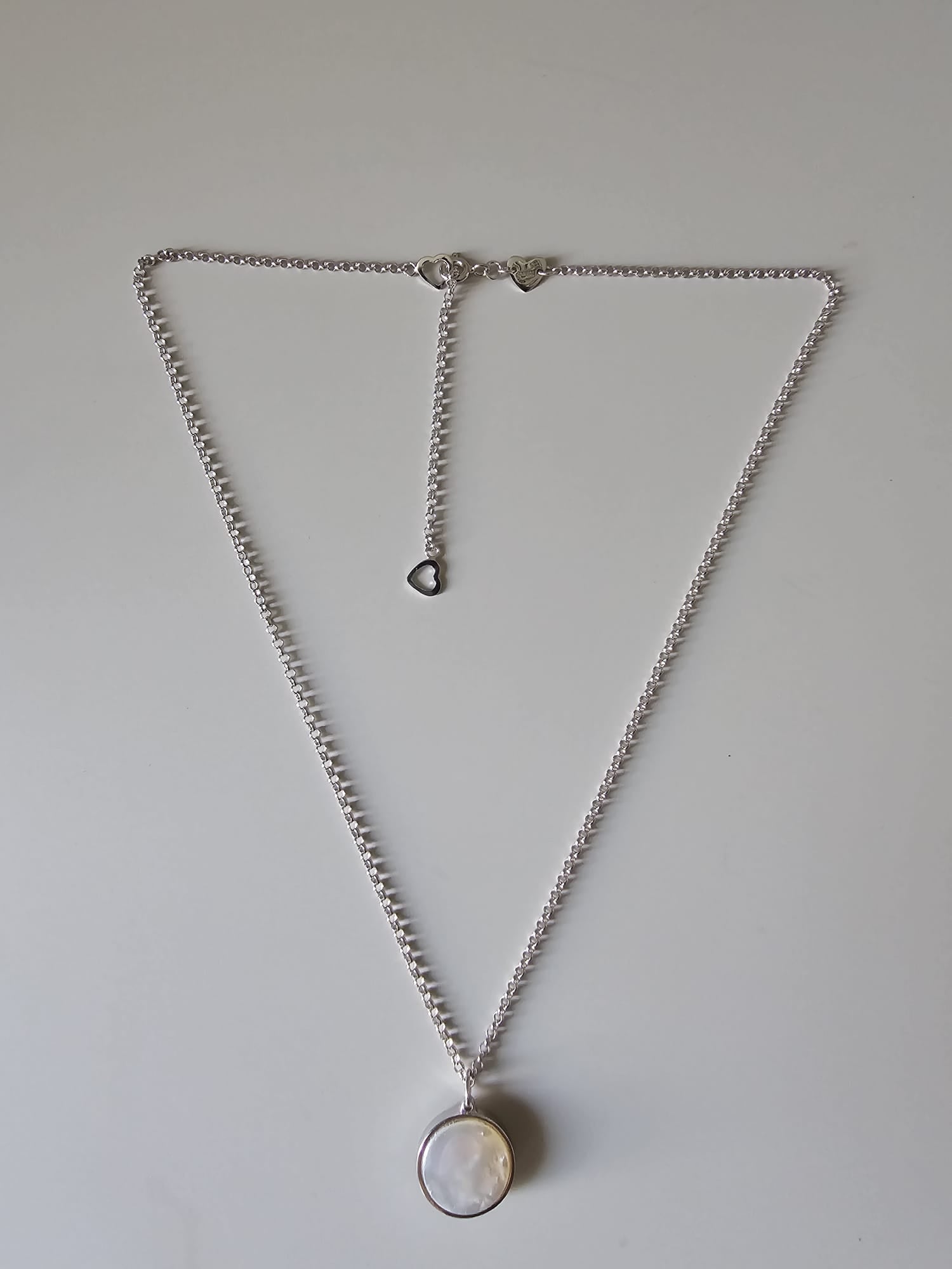 Long chain with cross pendant, 925 silver, Onyx stone