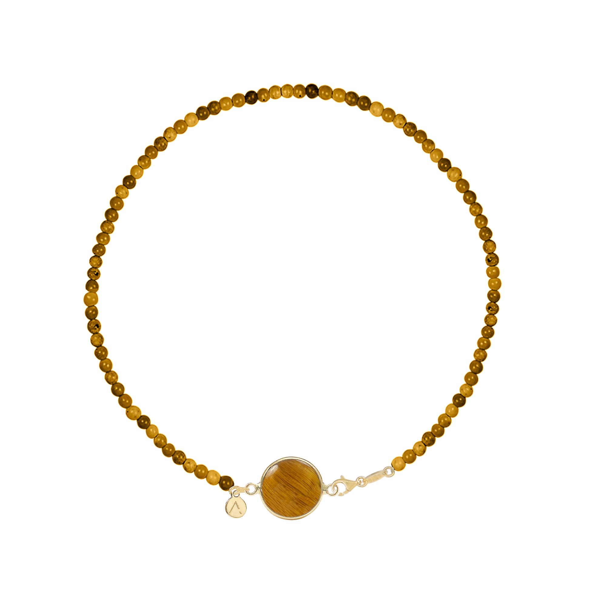 Short eco pearl necklace, cross pendant, 9K yellow gold, Madre Perla stone