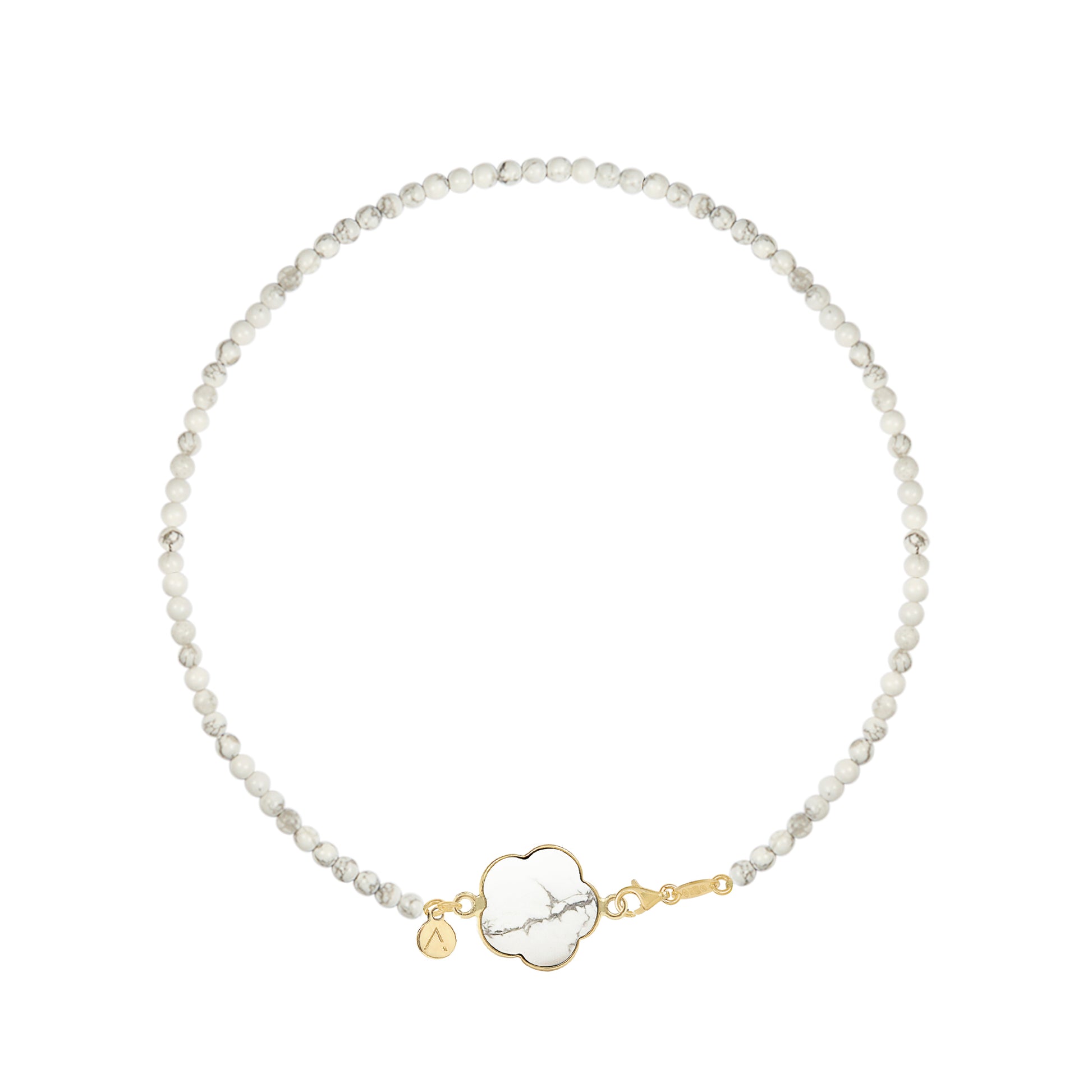 Short eco pearl necklace, cross pendant, 9K yellow gold, Madre Perla stone
