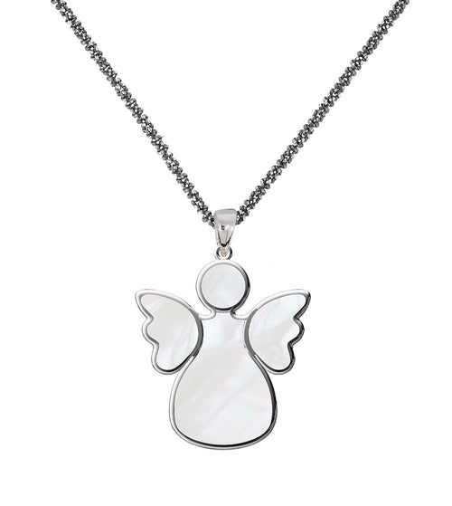 Long chain with cross pendant, 925 silver, Onyx stone