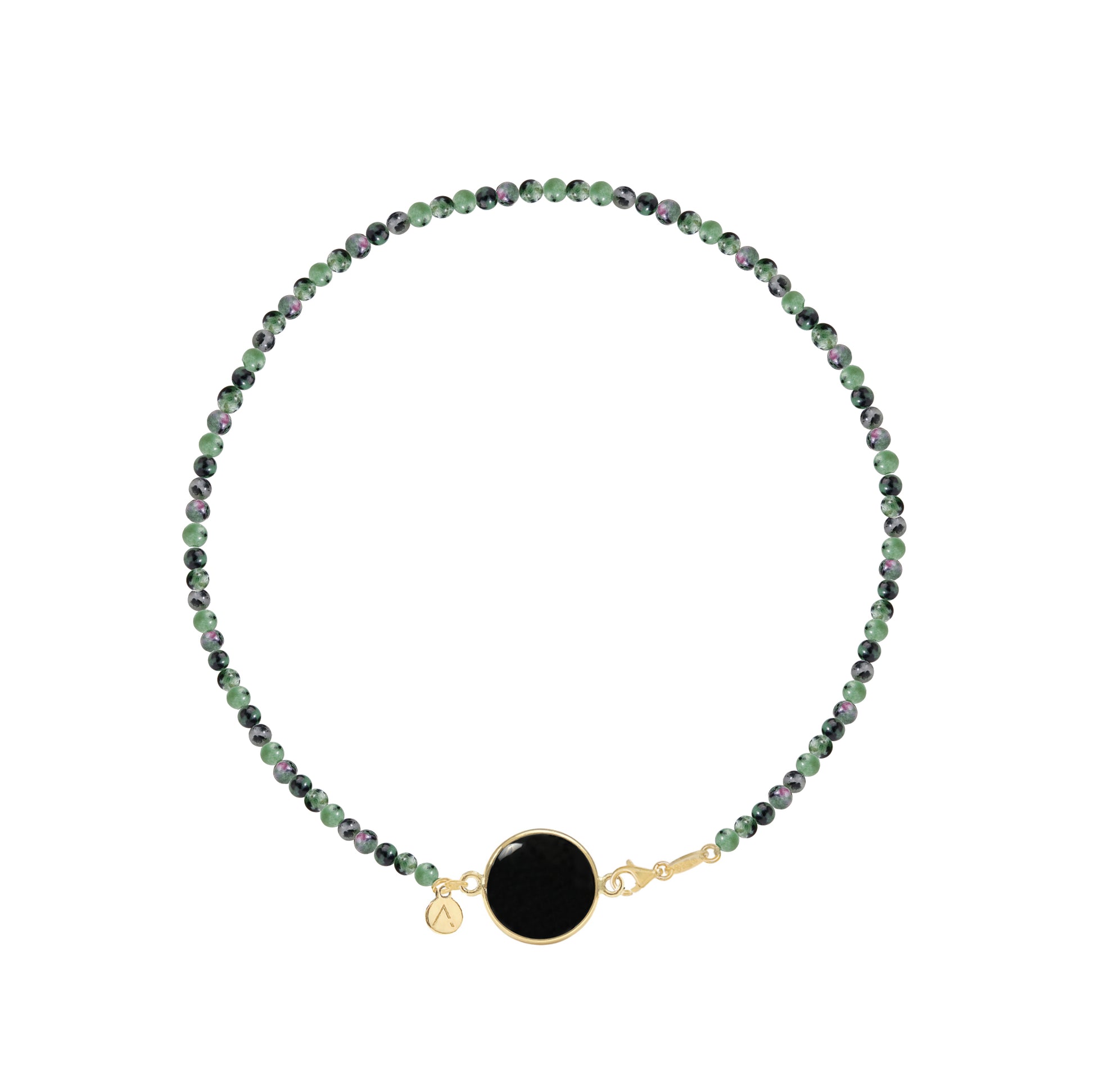 Short eco pearl necklace, cross pendant, 9K yellow gold, Madre Perla stone